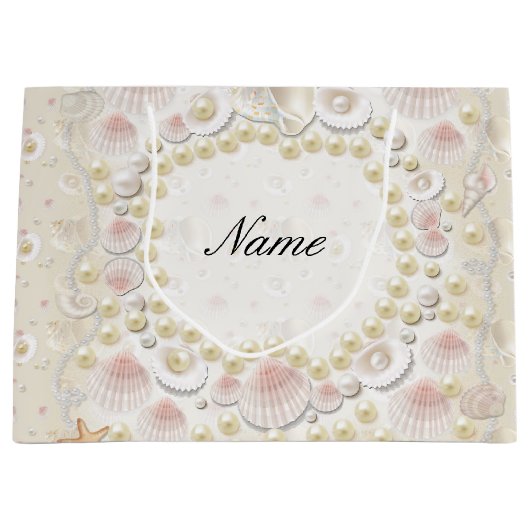 Aangepaste zeeschelpen en parels large cadeautasje (Voorkant)
