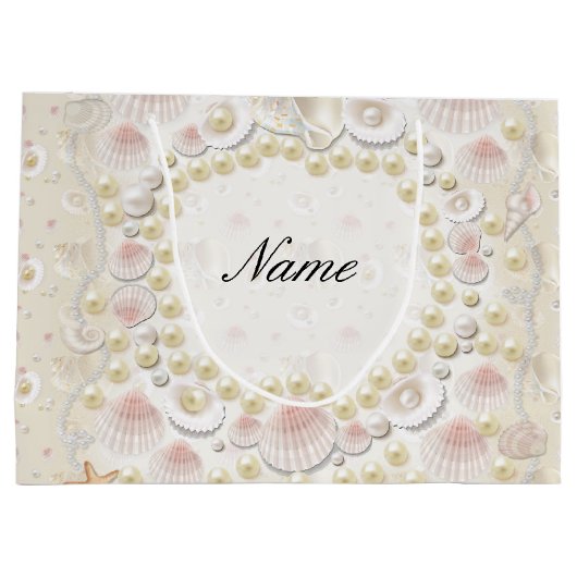 Aangepaste zeeschelpen en parels large cadeautasje (Achterkant)