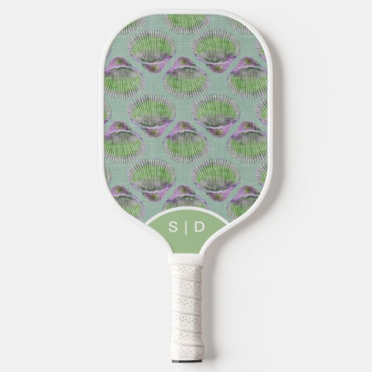Aangepaste zeeschelpen Retro Groen Pickleball Paddle (Voorkant)