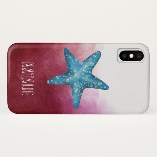 Aangepaste  zeester Rode oceaan modern chic Case-Mate iPhone Case (Achterkant (horizontaal))
