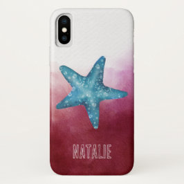 Aangepaste  zeester Rode oceaan modern chic Case-Mate iPhone Case