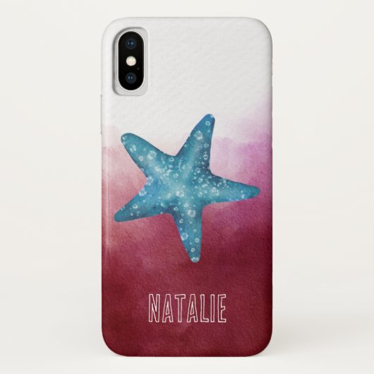 Aangepaste  zeester Rode oceaan modern chic Case-Mate iPhone Case (Achterkant)