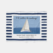 Aangepaste zeilboot Foto Blauw & witte strepen Fleece Deken (Voorkant (Horizontaal))