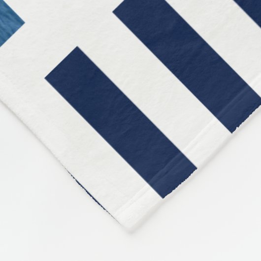 Aangepaste zeilboot Foto Blauw & witte strepen Fleece Deken (Hoek)