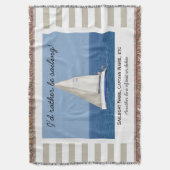 Aangepaste zeilboot foto Nautical Tan Striped Deken (Voorkant Verticaal)