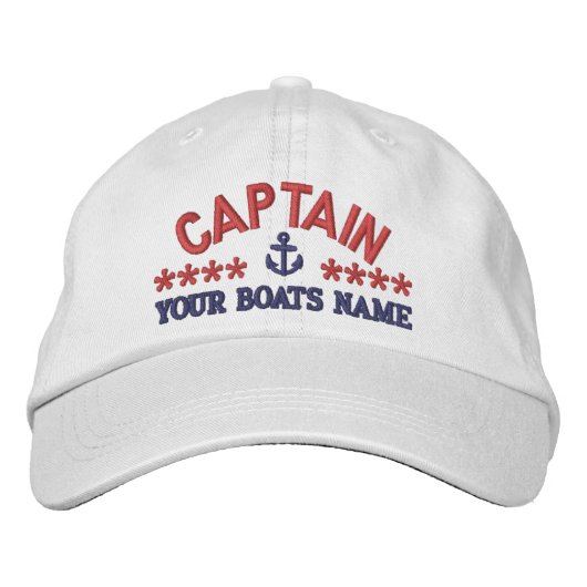 Aangepaste zeilboot kapiteins geborduurde pet (Voorkant)