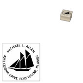 Aangepaste zeilboot ronde retouradres rubberen ste rubberstempel (Gestempeld)