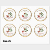 Aangepaste zelfgemaakte CRANBERRY Sauce Heart Gold Ronde Sticker (Vel)