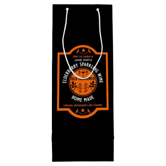 Aangepaste zelfgemaakte Elderberry Sparkling Wijn Cadeautas (Achterkant)