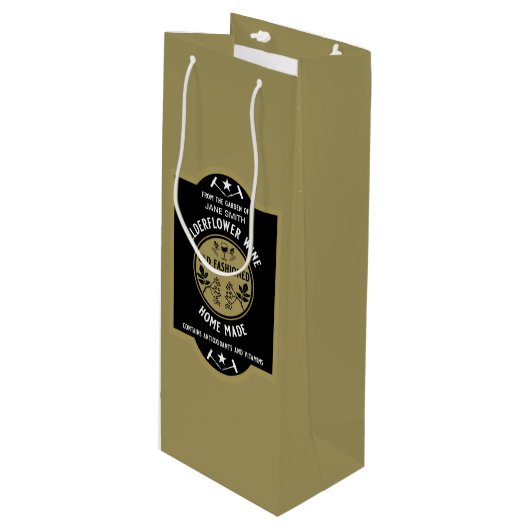 Aangepaste Zelfgemaakte Elderflower Wijn Cadeautas (Voorkant Gekanteld)