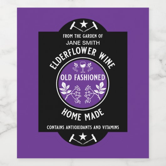 Aangepaste Zelfgemaakte Elderflower Wijn Etiket (Enkel label)