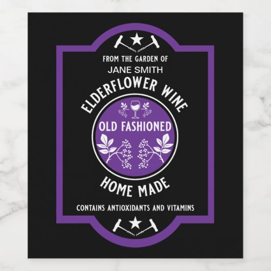 Aangepaste Zelfgemaakte Elderflower Wijn Etiket (Enkel label)