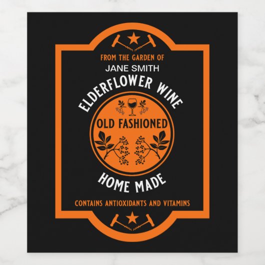 Aangepaste Zelfgemaakte Elderflower Wijn Etiket (Enkel label)