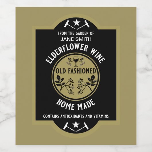 Aangepaste Zelfgemaakte Elderflower Wijn Etiket (Enkel label)