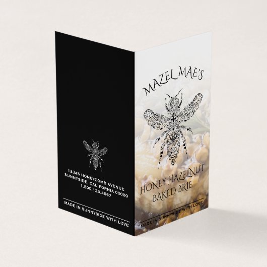Aangepaste zelfgemaakte honing Hazelnoot gebakken Visitekaartje (Buitenkant)