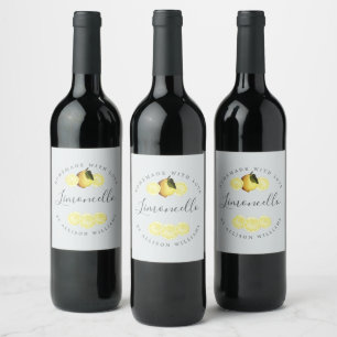 Aangepaste zelfgemaakte Limoncello flesetiket blau Wijn Etiket