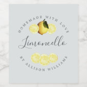 Aangepaste zelfgemaakte Limoncello flesetiket blau Wijn Etiket (Enkel label)