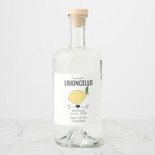 Aangepaste zelfgemaakte limoncello huwelijksgunst likeurfles etiket