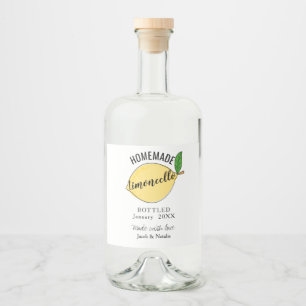 Aangepaste zelfgemaakte limoncello huwelijksgunst likeurfles etiket