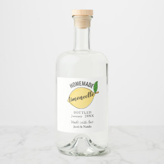 Aangepaste zelfgemaakte limoncello huwelijksgunst likeurfles etiket