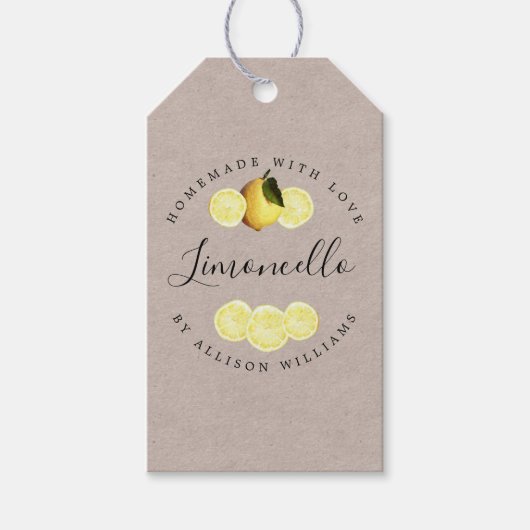 Aangepaste zelfgemaakte Limoncello Kraft papieren  Cadeaulabel (Voorkant)