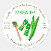 Aangepaste zelfgemaakte pandan-theeronde labelstic ronde sticker (Voorkant)