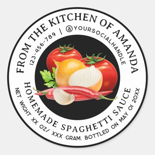 Aangepaste zelfgemaakte spaghettisaus etiketten (Voorkant)