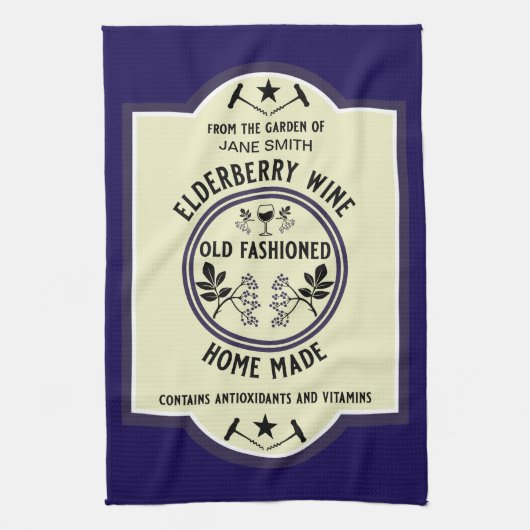 Aangepaste zelfgemaakte vlierbes Drinken Theedoek (Verticaal)