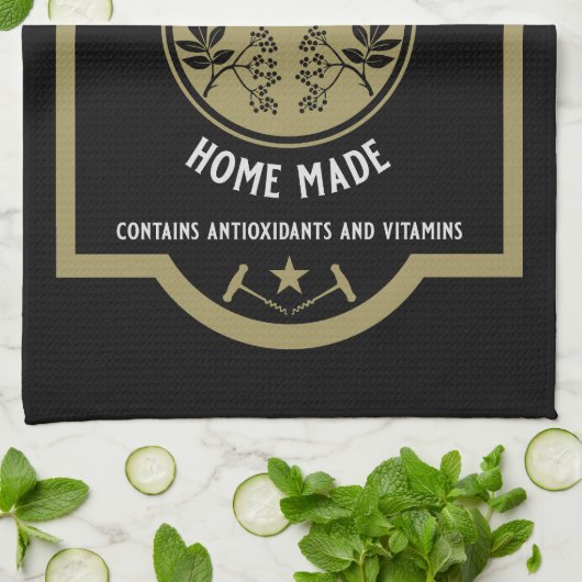 Aangepaste zelfgemaakte vlierbes theedoek (Gevouwen)