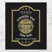 Aangepaste zelfgemaakte vlierbes wijn etiket (Enkel label)