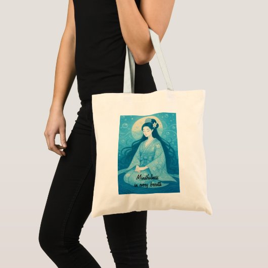 Aangepaste Zen Meditatie Whimsical Art Mindfulness Tote Bag (Voorkant (product))