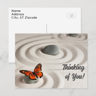 Aangepaste zen tuin, monarch vlinder | Trendy Briefkaart