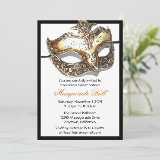 Aangepaste zestien Masquerade Ball-uitnodigingen Kaart (Staand voorkant)