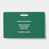Aangepaste Ziekenhuis Arts Dokter Groen Badge (Achterkant)