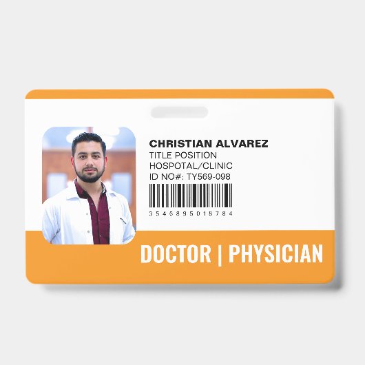 Aangepaste Ziekenhuis Arts Dokter Oranje Badge (Voorzijde)