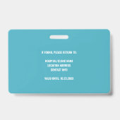 Aangepaste Ziekenhuis Arts Dokter Teal Badge (Achterkant)