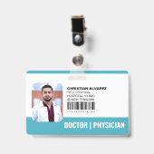 Aangepaste Ziekenhuis Arts Dokter Teal Badge (Voorzijde met clip)