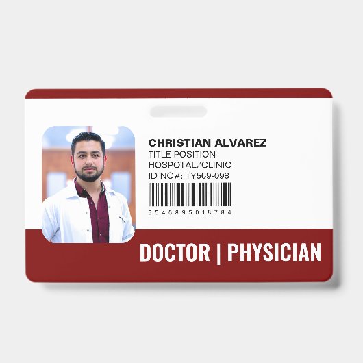 Aangepaste Ziekenhuis Medisch Dokter Arts Rood Badge (Voorzijde)