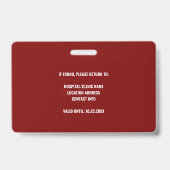 Aangepaste Ziekenhuis Medisch Dokter Arts Rood Badge (Achterkant)