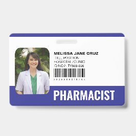 Aangepaste ziekenhuis medische staf apotheker blau badge