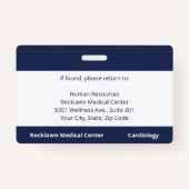 Aangepaste ziekenhuismedewerker Logo Navy Blue Fot Badge (Achterkant)
