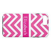 Aangepaste Zigzag Chevron Pattern roze & White Case-Mate iPhone Case (Achterkant (Horizontaal))