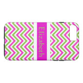 Aangepaste Zigzag Chevron Pattern roze & White Case-Mate iPhone Case (Achterkant (Horizontaal))