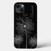Aangepaste zilver en zwarte deandelion Case-Mate iPhone case (Achterkant)
