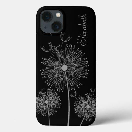 Aangepaste zilver en zwarte deandelion Case-Mate iPhone case (Achterkant)
