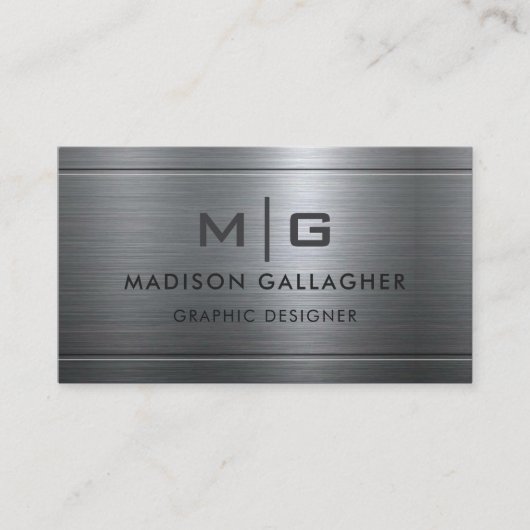 Aangepaste Zilver Grijs Metaal Professioneel Visitekaartje (Voorkant)