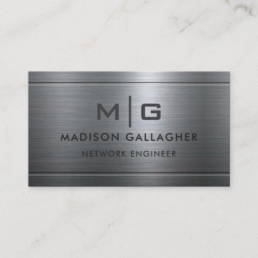 Aangepaste Zilver Grijs Metaal Professioneel Visitekaartje (Voorkant)