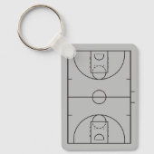 Aangepaste Zilver & Zwart Basketbal Hof en Jersey Sleutelhanger (Voorkant)