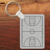 Aangepaste Zilver & Zwart Basketbal Hof en Jersey Sleutelhanger (Voorkant)