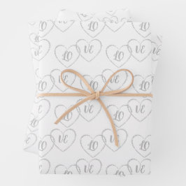 Aangepaste Zilveren Bruid en Bruidegom Hart Charms Inpakpapier Vel